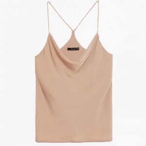 Deluc Frinzi Tank Top with flowy neckline and thin straps Tan‎ Medium